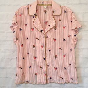 Anthropologie Pure Good embroidered pj top
